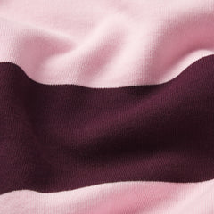 BOYFRIEND FLEECE OVERSIZED POLO | CURRANT RUGBY STRIPE ON A MODEL | FOCUS: 0.0, 1.0, 0.9