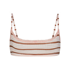LIGHTWEIGHT COTTON POINTELLE SCOOP BRALETTE | VILLA EGRET RUNWAY STRIPE & LAYS FLAT ON A WHITE BACKGROUND | FLT