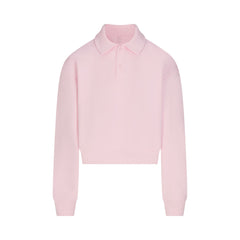 COTTON FLEECE POLO SWEATSHIRT | CHERRY BLOSSOM & LAYS FLAT ON A WHITE BACKGROUND | FLT