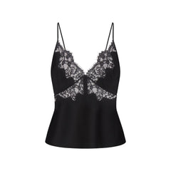 SILK LACE CAMI | ONYX FLAT ON A WHITE BACKGROUND | FLT