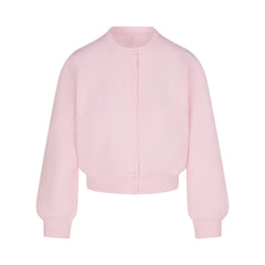 COTTON FLEECE SHRUNKEN CARDIGAN | CHERRY BLOSSOM & LAYS FLAT ON A WHITE BACKGROUND | FLT
