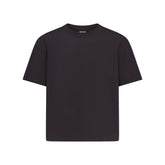 HEAVYWEIGHT COTTON MENS RELAXED CROPPED CREW NECK T-SHIRT | OBSIDIAN FLAT ON A WHITE BACKGROUND @ | FOCUS: 0.0, 1.0, 0.9