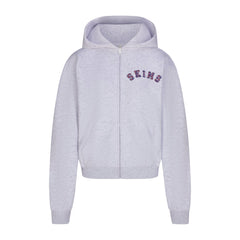 COTTON FLEECE CLASSIC ZIP UP HOODIE | LHG ARCHED SKIMS PLAID & LAYS FLAT ON A WHITE BACKGROUND | FLT