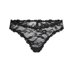 STRETCH LACE DIPPED THONG | SOOT FLAT ON A WHITE BACKGROUND | FLT