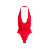 SEAMLESS SCULPT DEEP PLUNGE THONG BODYSUIT | RUBY FLAT ON A WHITE BACKGROUND
