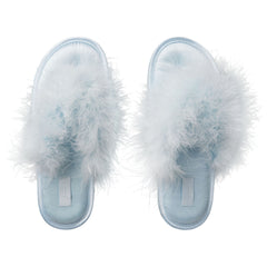 FAUX FEATHER SLIPPER | BABY BLUE ADDITIONAL FABRIC DETAILS