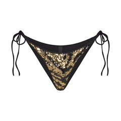 ICONIC SWIM SEQUIN BIKINI BOTTOM | BISCOTTI SEQUINED ZEBRA FLAT ON A WHITE BACKGROUND @ | FOCUS: 0.0, 1.0, 0.9