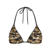 ICONIC SWIM SEQUIN TRIANGLE BIKINI TOP | BISCOTTI SEQUINED ZEBRA FLAT ON A WHITE BACKGROUND