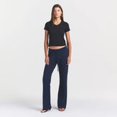 WORN IN JERSEY BABY V NECK TEE | WASHED ONYX ON A MODEL FRONT VIEW @ | FOCUS: 0.0, 1.0, 0.9