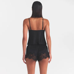 SILK LACE CAMI | ONYX ON A MODEL SIDE VIEW @ | FOCUS: 0.0, 1.0, 0.9