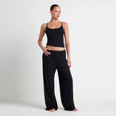 SOFT LOUNGE TANK SLEEP SET | ONYX ON A MODEL FRONT VIEW @ | FOCUS: 0.0, 1.0, 0.9