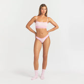 LIGHTWEIGHT COTTON LACE THONG | CHERRY BLOSSOM ON A MODEL FRONT VIEW @ | FOCUS: 0.0, 1.0, 0.9