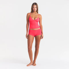 FITS EVERYBODY PICOT CAMI AND BOY SHORT SET | ULTRA PINK ON A MODEL FRONT VIEW @ | FOCUS: 0.0, 1.0, 0.9