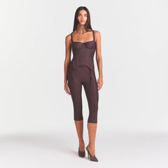 SKIMS BODY CORSET | RAISIN ON A MODEL FRONT VIEW @