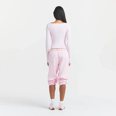COTTON JERSEY LONG SLEEVE BOATNECK TOP | CHERRY BLOSSOM ON A MODEL BACK VIEW @ | FOCUS: 0.0, 1.0, 0.9