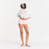 COTTON FLEECE CLASSIC HOODIE | SNOW IN MY BAG ON A MODEL FRONT VIEW @ | FOCUS: 0.0, 1.0, 0.9