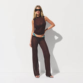 SLINKY KNIT MOCK NECK TANK | CURRANT ON A MODEL FRONT VIEW @ | FOCUS: 0.0, 1.0, 0.9
