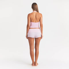 SMOOTH LAYERS HALTER TOP | PEONY ON A MODEL FRONT VIEW @ | FOCUS: 0.0, 1.0, 0.9