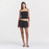 COTTON POPLIN RUFFLE CAMI | ONYX ON A MODEL FRONT VIEW @ | FOCUS: 0.0, 1.0, 0.9