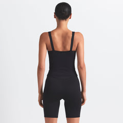 NikeSKIMS MATTE SQUARE NECK TANK | OBSIDIAN ON A MODEL BACK VIEW