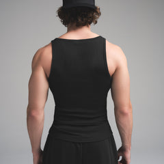 SKIMS COTTON MENS RIB TANK 3-PACK | HEATHER MULTI ON A MODEL SIDE VIEW | FOCUS: 0.0, 1.0, 0.9