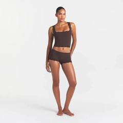 FITS EVERYBODY LACE TANK | ESPRESSO ON A MODEL | FOCUS: 0.0, 1.0, 0.9