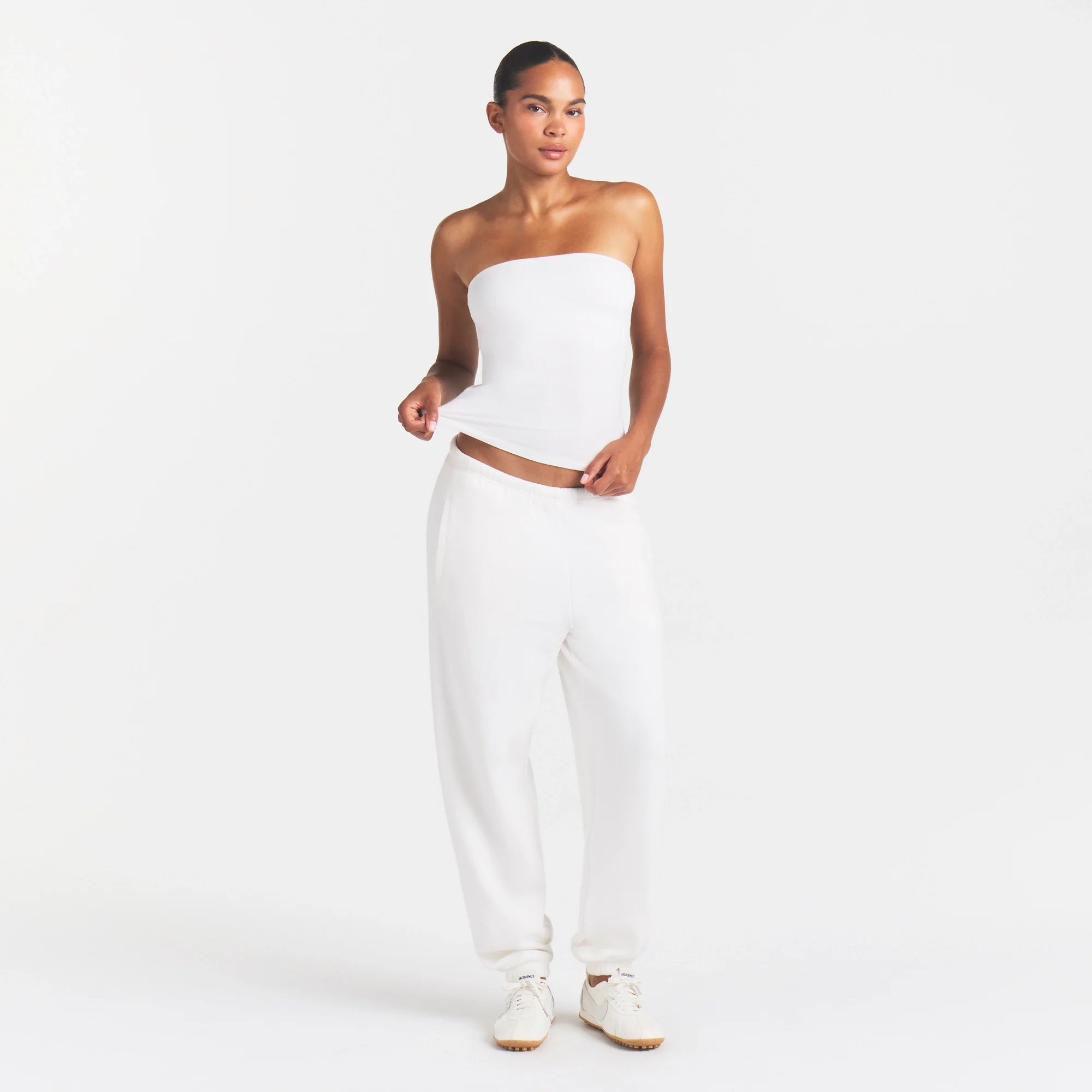 COTTON JERSEY TUBE TOP | MARBLE ON A MODEL FRONT VIEW @ | FOCUS: 0.0, 1.0, 0.9