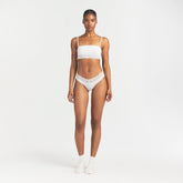 LIGHTWEIGHT COTTON WIDE LACE BRIEF | SNOW ON A MODEL FRONT VIEW @ | FOCUS: 0.0, 1.0, 0.9