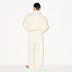 OUTDOOR FLEECE STRAIGHT LEG PANT | ECRU ON A MODEL FRONT VIEW @ | FOCUS: 0.0, 1.0, 0.9