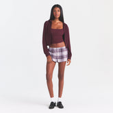 COTTON JERSEY ZIP UP HOODIE | CURRANT ON A MODEL | FOCUS: 0.0, 1.0, 0.9