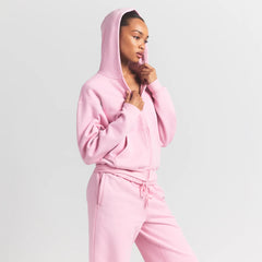 COTTON FLEECE CLASSIC ZIP UP HOODIE | HALITE ON A MODEL SIDE VIEW S | FOCUS: 0.0, 1.0, 0.9