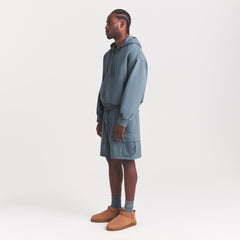HEAVYWEIGHT FLEECE MENS ZIP UP HOODIE | KYANITE ON A MODEL FRONT VIEW @ | FOCUS: 0.0, 1.0, 0.9