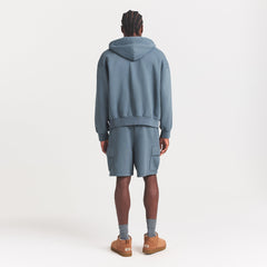 HEAVYWEIGHT FLEECE MENS ZIP UP HOODIE | KYANITE ON A MODEL FRONT VIEW @ | FOCUS: 0.0, 1.0, 0.9