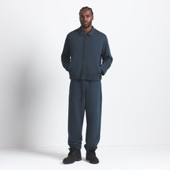 HEAVYWEIGHT FLEECE MENS ZIP UP JACKET | NAVY ON A MODEL FRONT VIEW @ | FOCUS: 0.0, 1.0, 0.9