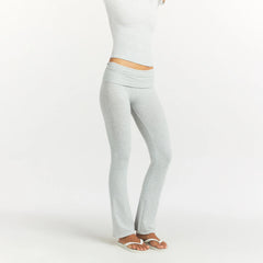 COTTON JERSEY FOLDOVER PANT | LIGHT HEATHER GREY ON A MODEL SIDE VIEW @ | FOCUS: 0.0, 1.0, 0.9