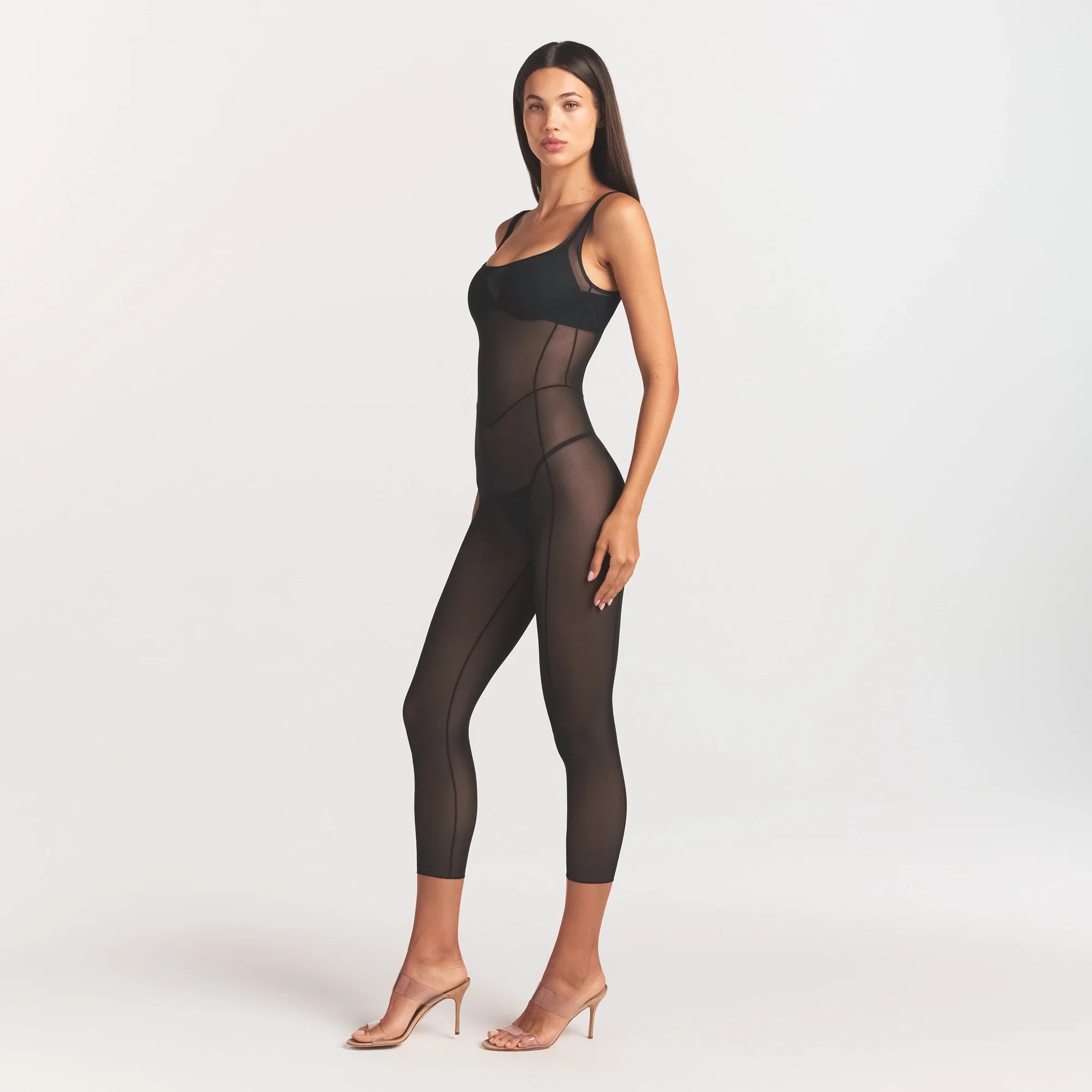 POWER MESH CATSUIT | ONYX ON A MODEL FRONT VIEW @