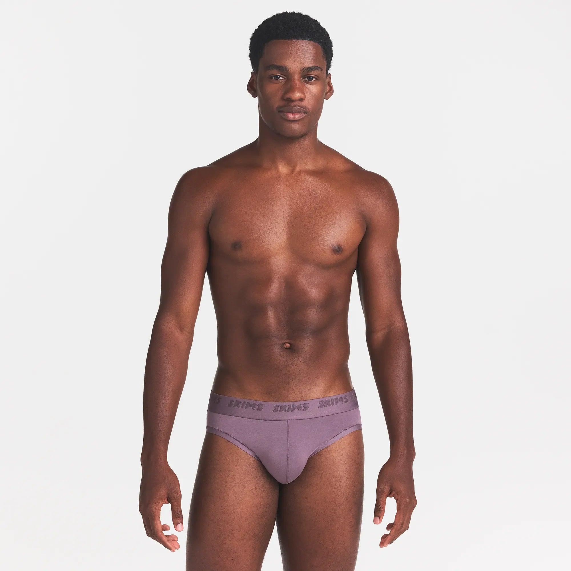 SKIMS STRETCH MENS BRIEF | IRIS ON A MODEL FRONT VIEW @ | FOCUS: 0.0, 1.0, 0.9