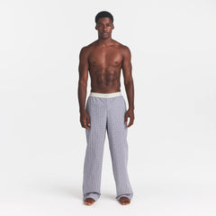 COTTON POPLIN MENS LOGO BAND SLEEP PANT | FULL MOON CHECK ON A MODEL FRONT VIEW @ | FOCUS: 0.0, 1.0, 0.9