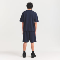JERSEY LOUNGE MENS RELAXED SHORT | NAVY ON A MODEL FRONT VIEW @ | FOCUS: 0.0, 1.0, 0.9