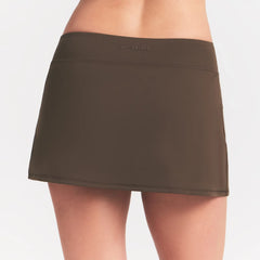 NikeSKIMS MATTE SKORT | NSKM DARK SEPIA ON A MODEL