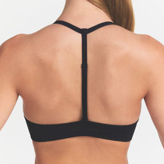 NikeSKIMS STUDIO STRETCH T-BACK TRIANGLE BRA | OBSIDIANON A MODEL FRONT
