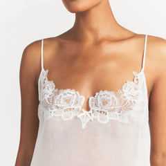 SKIMS ROMANCE CAMI AND SHORT SET | IVORY ON A MODEL SIDE VIEW @ | FOCUS: 0.0, 1.0, 0.9