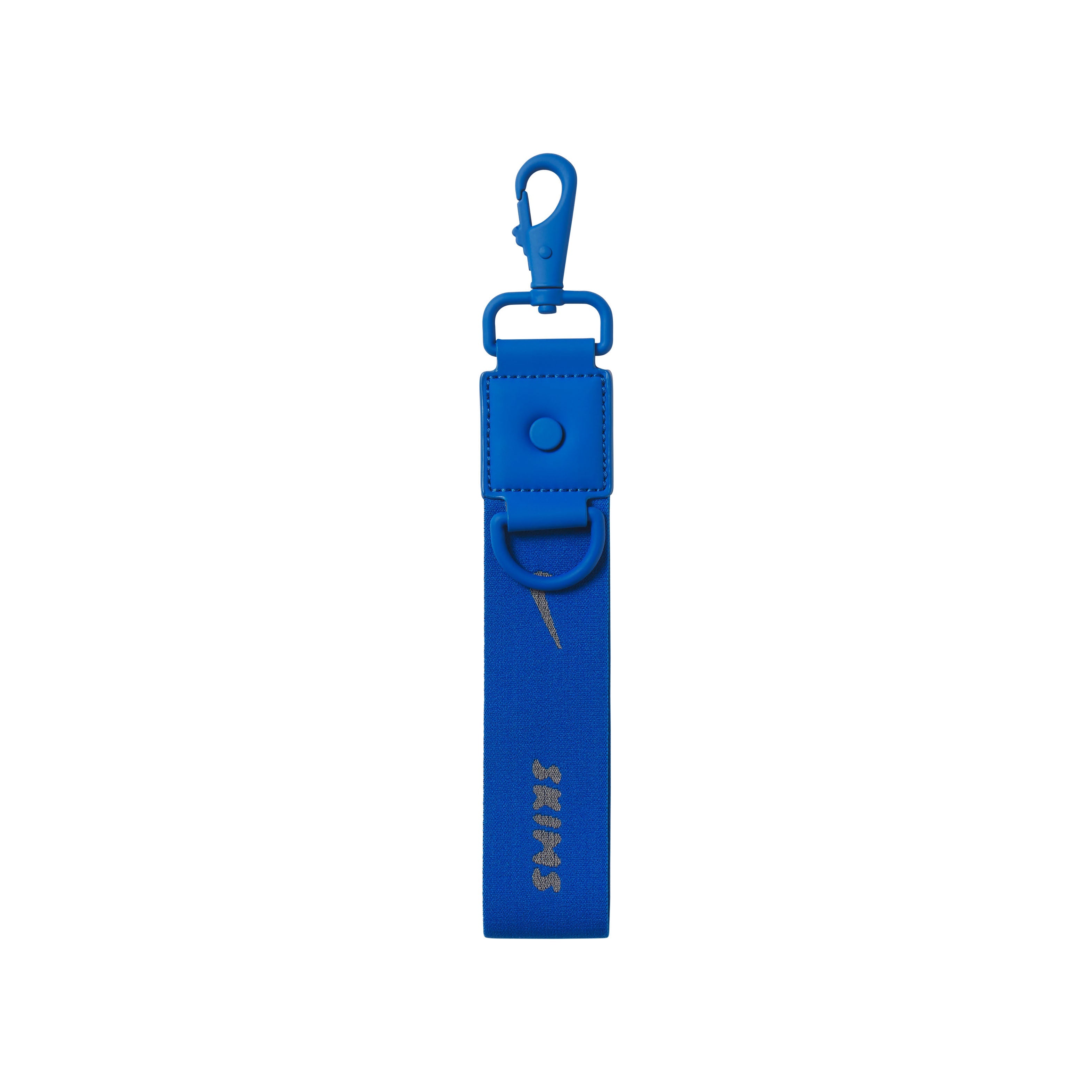 NikeSKIMS ACCESSORIES KEYCHAIN WRISTLET | COBALT & LAYS FLAT ON A WHITE BACKGROUND | FLT