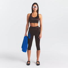 NikeSKIMS SATIN SHINE RACER BACK ZIP FRONT BRA | PHOENIX ON A MODEL FRONT VIEW @ | FOCUS: 0.0, 1.0, 0.9