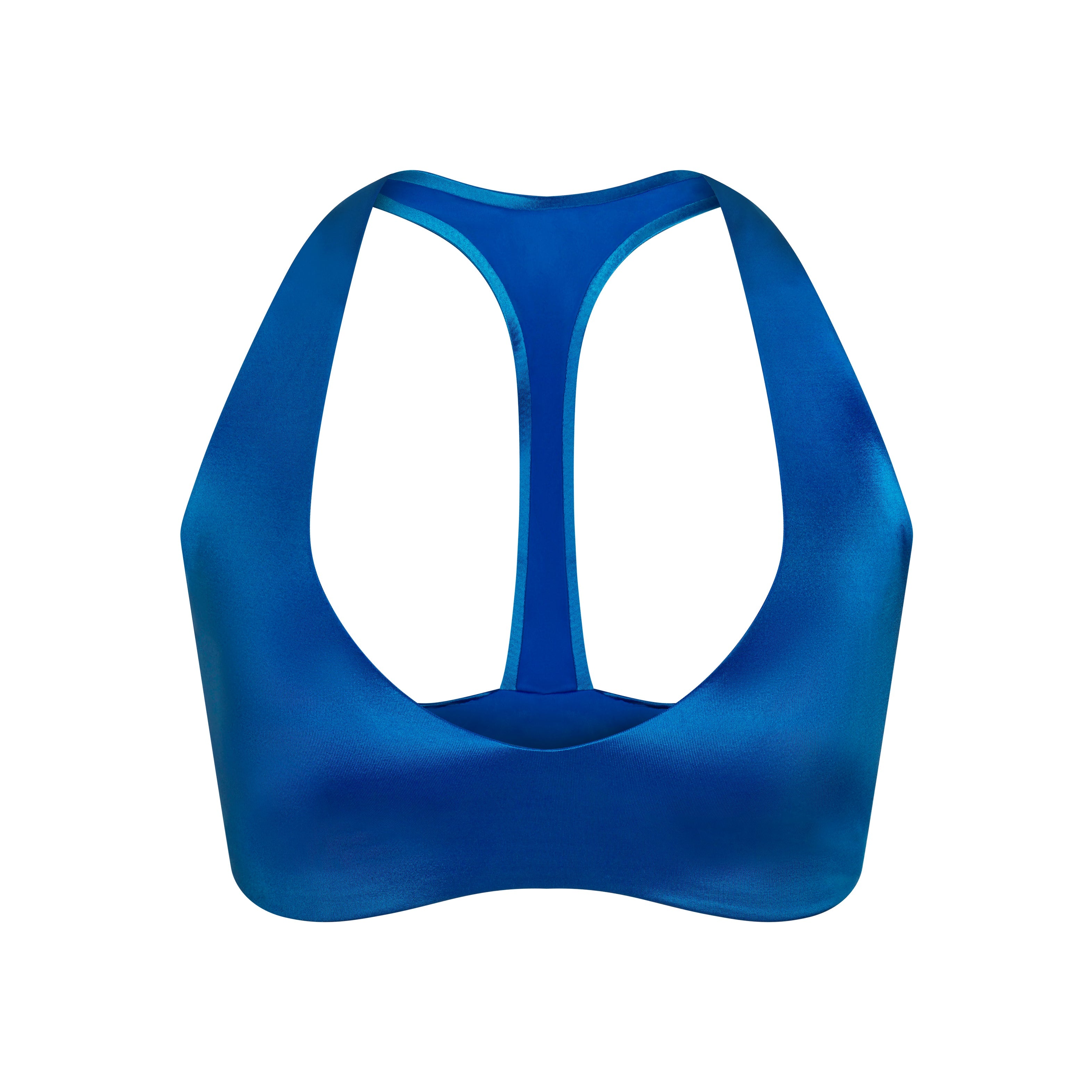 NikeSKIMS SATIN SHINE PLUNGE BRA | NSKM COBALT FLAT ON A WHITE BACKGROUND | FLT