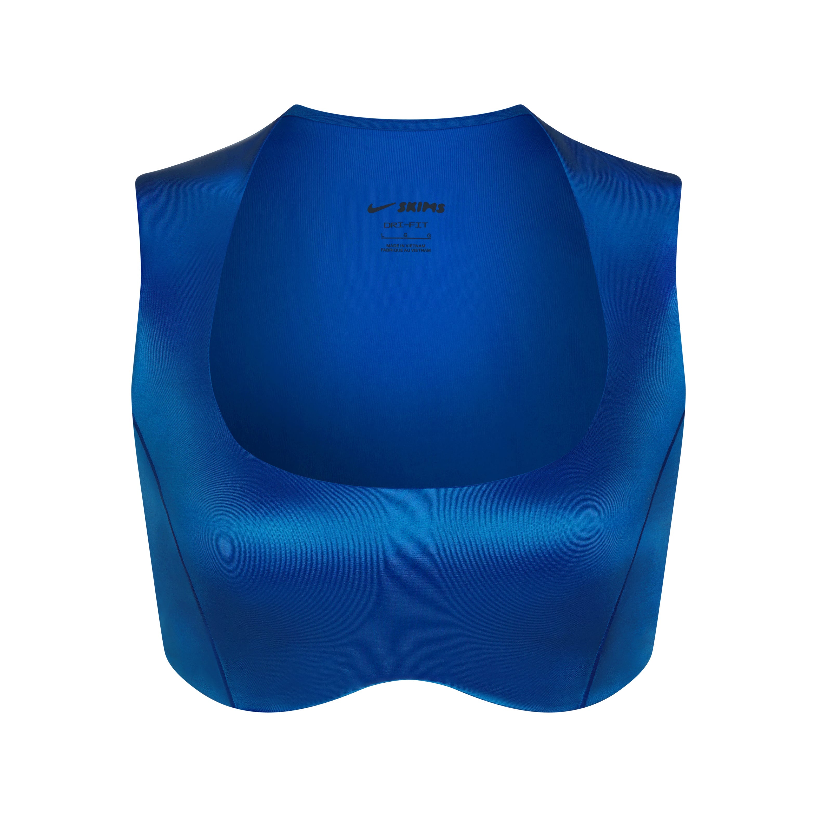 NikeSKIMS SATIN SHINE OPEN SCOOP BRA | NSKM COBALT FLAT ON A WHITE BACKGROUND | FLT
