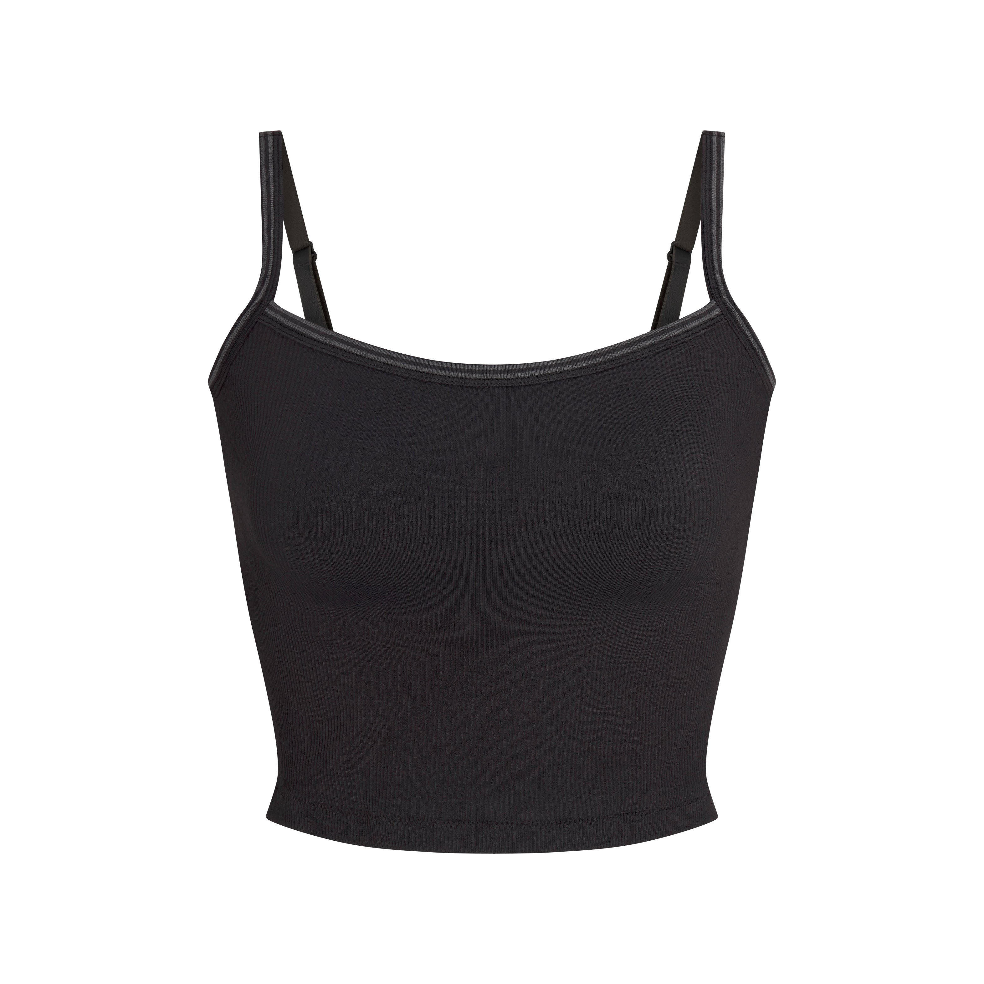NikeSKIMS RIBBED SEAMLESS CAMI | OBSIDIAN FLAT ON A WHITE BACKGROUND | FLT