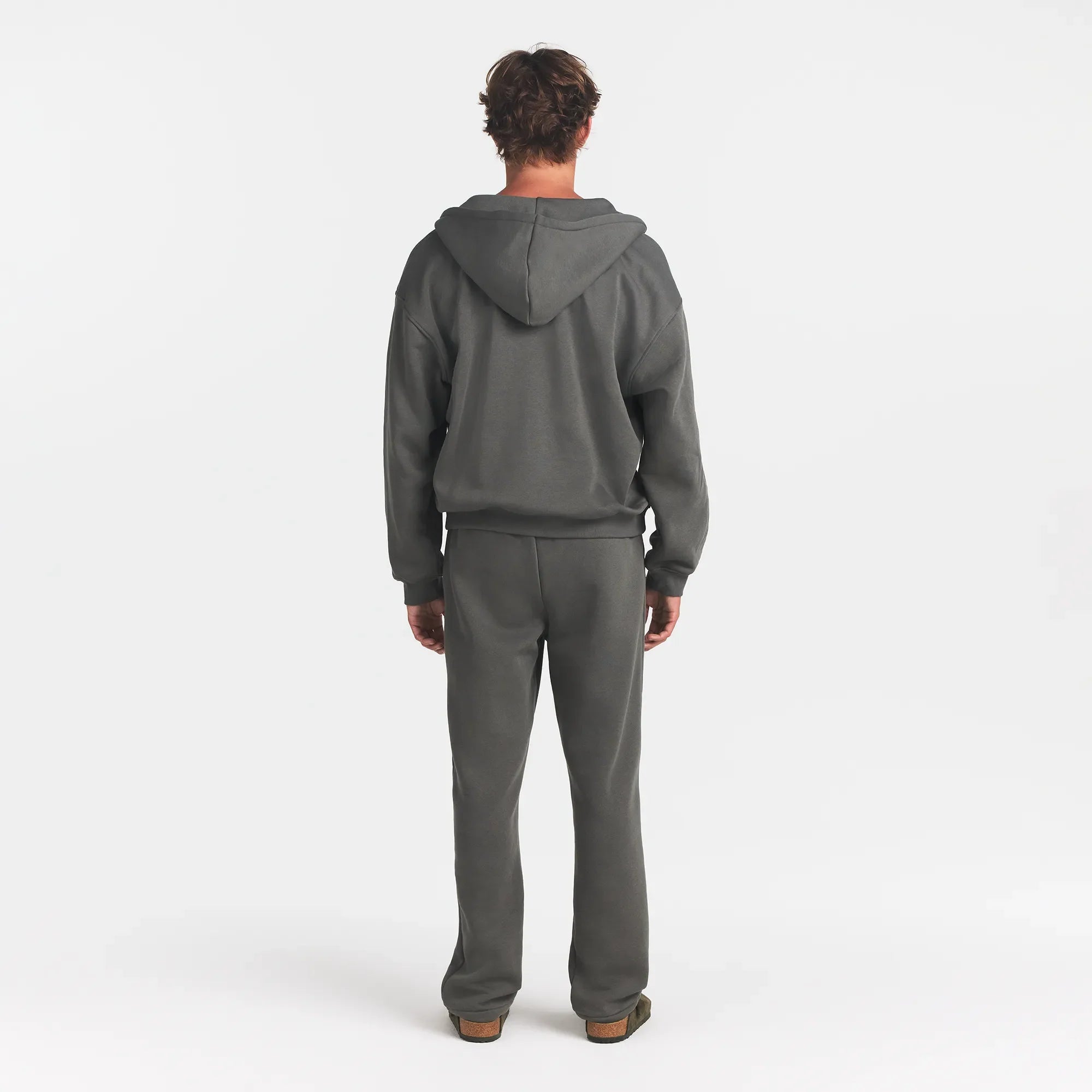 FLEECE LOUNGE MENS RELAXED ZIP UP HOODIE | JUNGLE ON A MODEL BACK VIEW @ | FOCUS: 0.0, 1.0, 0.9
