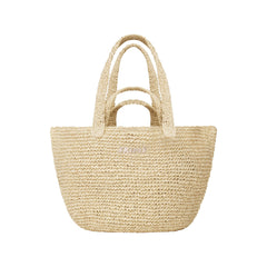 MEDIUM TOTE PAPER RAFFIA | NATURAL RAFFIA FLAT ON A WHITE BACKGROUND | FLT
