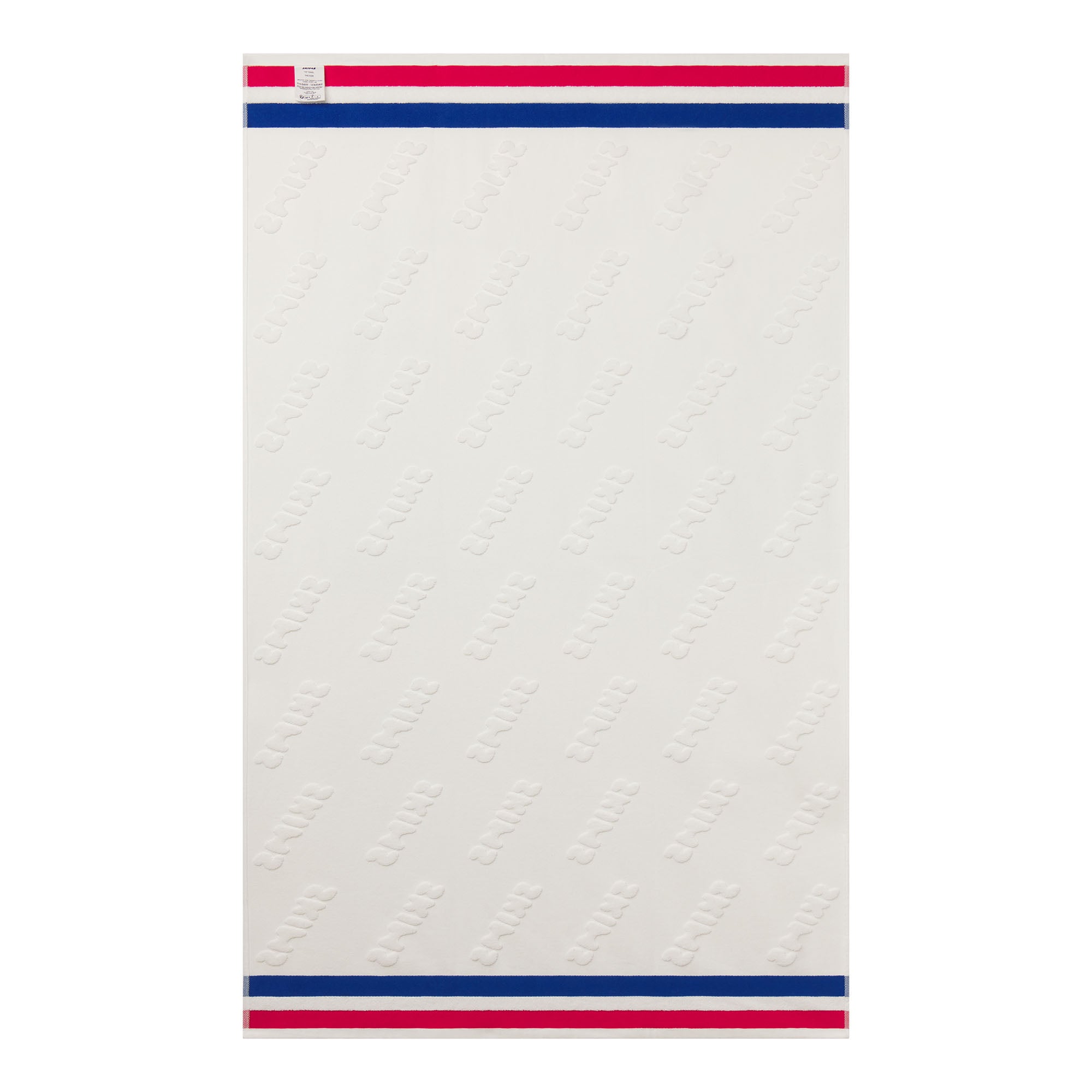 SIGNATURE SWIM STRIPE TERRY TOWEL | CARMINE STRIPE FLAT ON A WHITE BACKGROUND | FLT